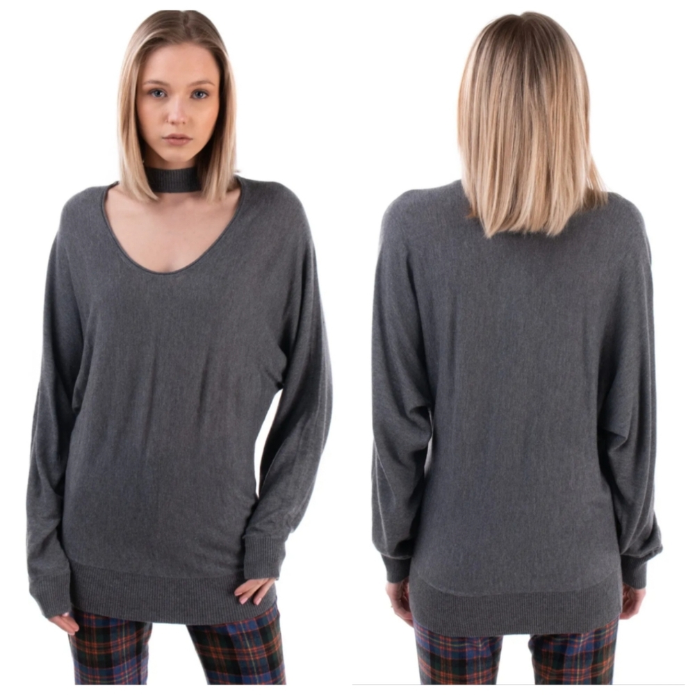 Splendid heather grey cutout choker-neck sweater, EU-XL, NWT